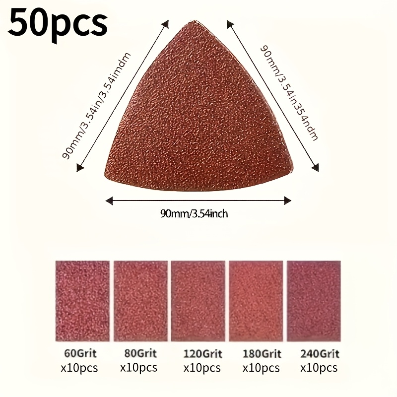 TEMU 50/80pcs Oscillating Tool Sanding Pad Kit, 3-1/8 Inch Multitool Compatible, Multiple (60/80/120/180/240), Durable Oxide Material, With Backing,