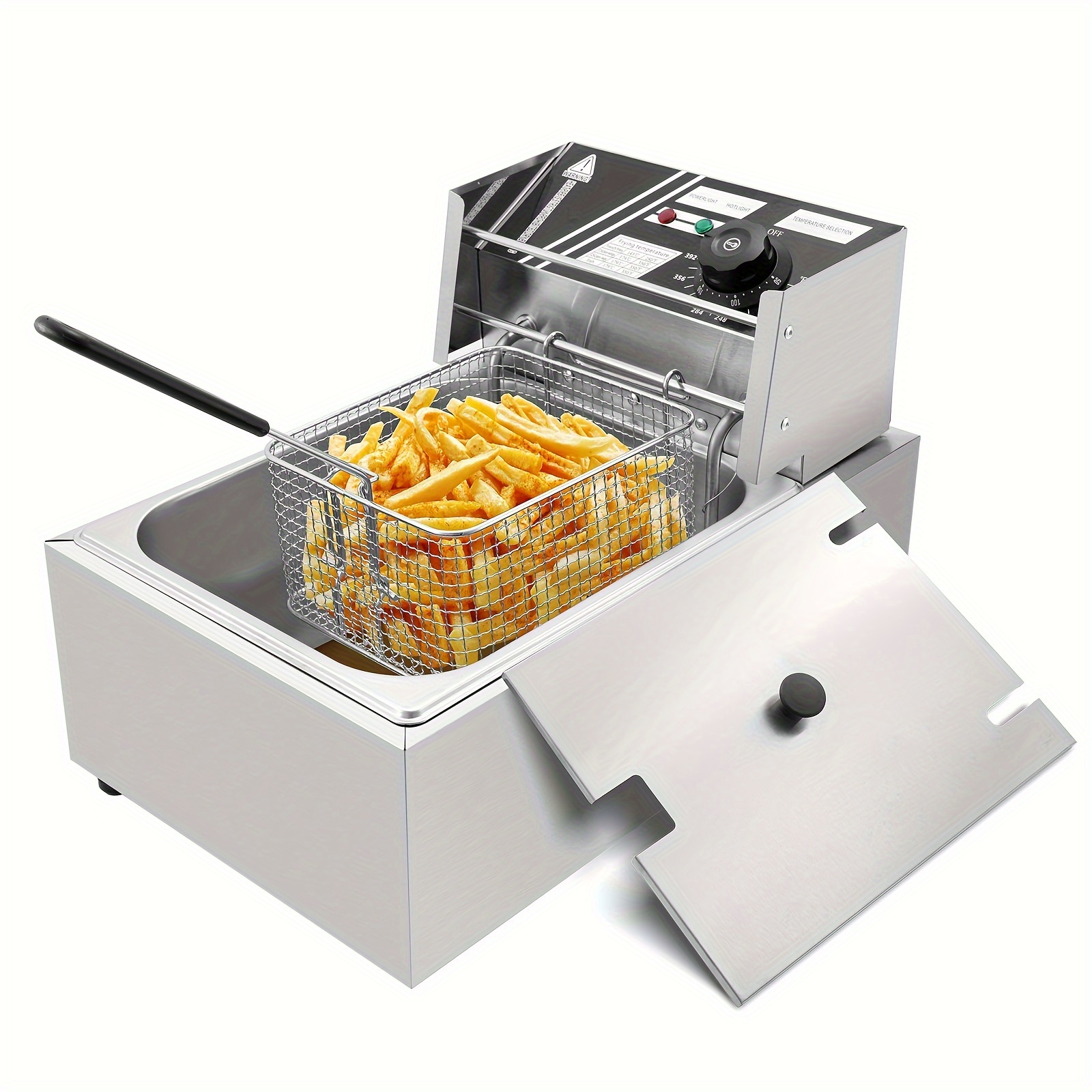 

6l Commercial Electric Deep Fryer, Stainless Steel Countertop Fryers With Removable Tanks And Lids For Home, Restaurant