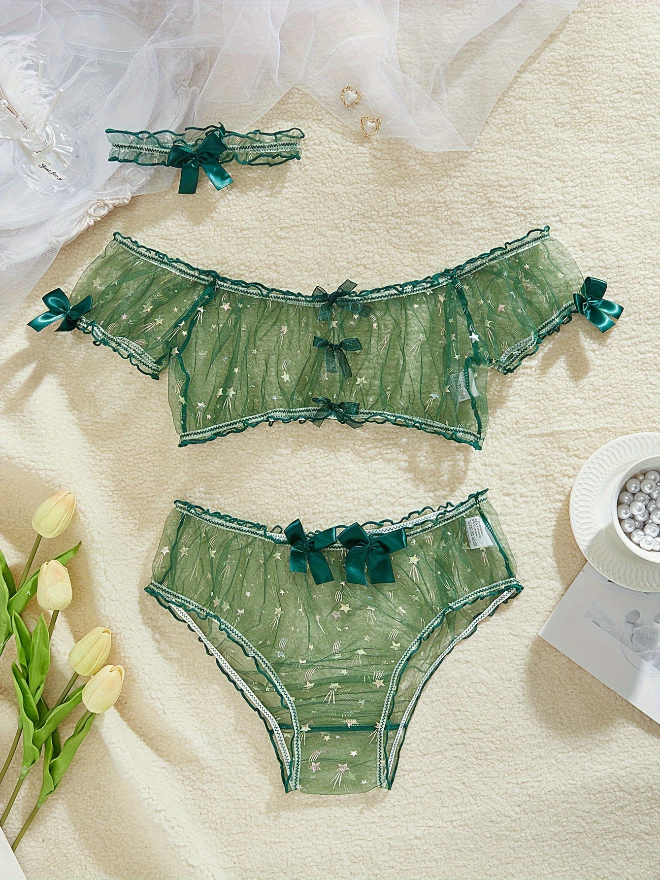 Contrast Lace Lingerie Set, Push Up Bra & Cut Out Thong & Girdle, Women's  Sexy Lingerie & Underwear