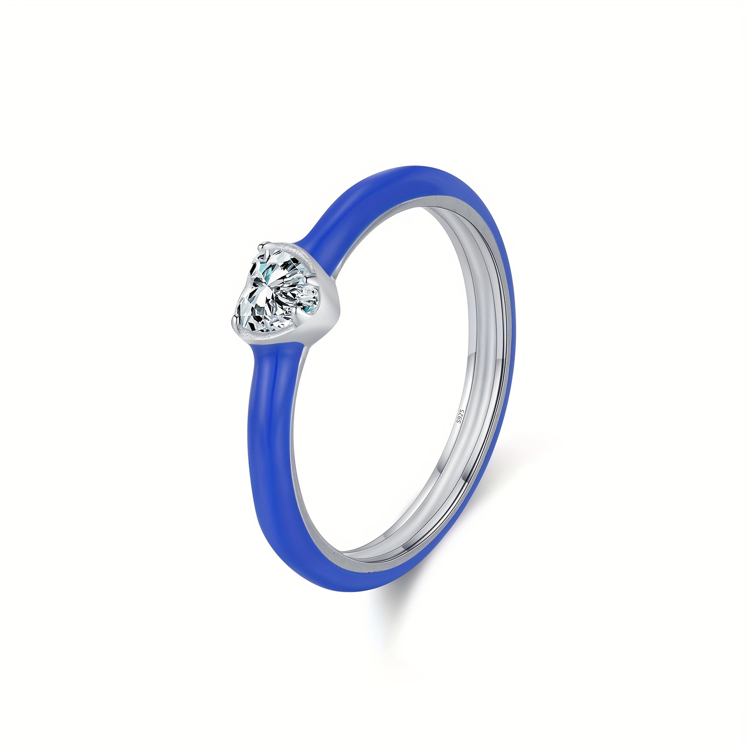 Women's 925 Sterling Silver Colorful Enamel Hearts Stackable Ring