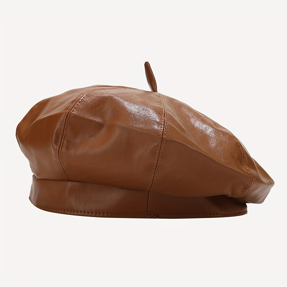 E-shop 1 Stück Vintage Britische PU-Baskenmütze für Damen & Herren – Klassische achteckige Baskenmützen für täglichen Outdoor-Einsatz, Casual-Look,