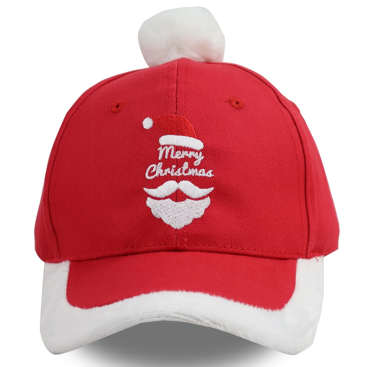TEMU Merry Christmas Hat Unisex Adult Vintage Adjustable Cotton Santa Baseball Embroidered Red