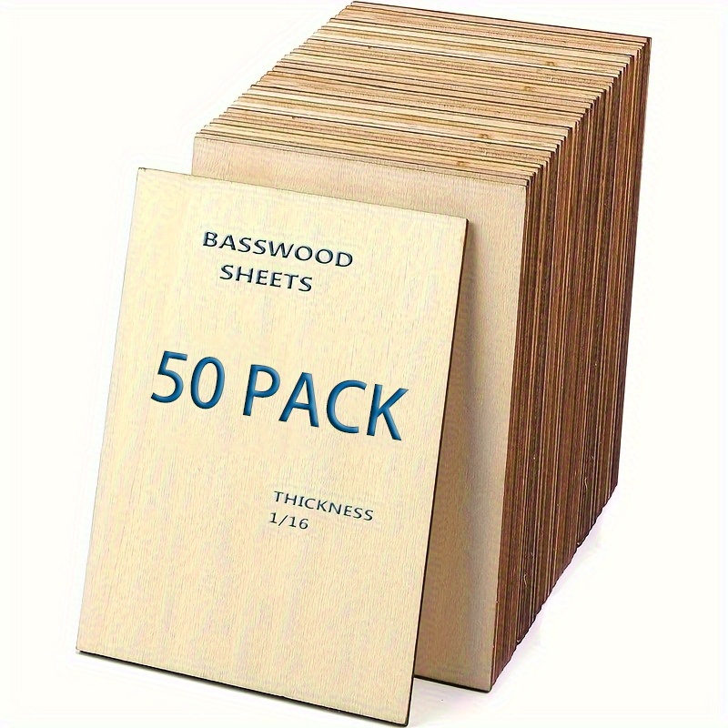 Image of 50pcs Of Wood Piece, 50pcs Of Wood Piece White Wax, Splint For Crafts, Ideal For Diy Projects, Painting, Sketch, Laser, Wood Carving, Wood Burning And Cnc Cutting D-a018