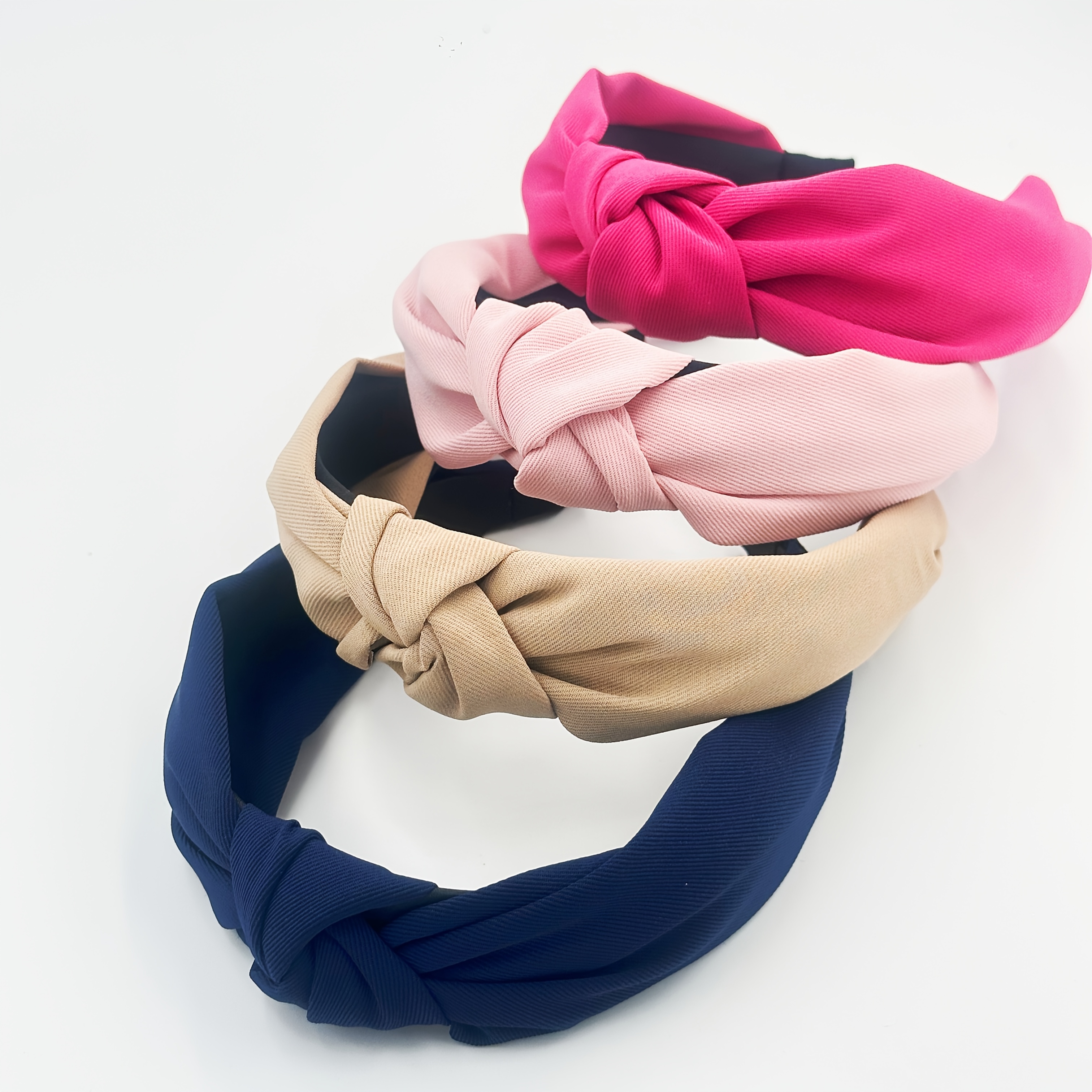 TEMU 4pcs Women's Hair Hoops & Headbands - Soft Fabric Knot Styles, Sweet Minimalist Hair Accessories Suitable For Daily Use, Parties, Work, School -
