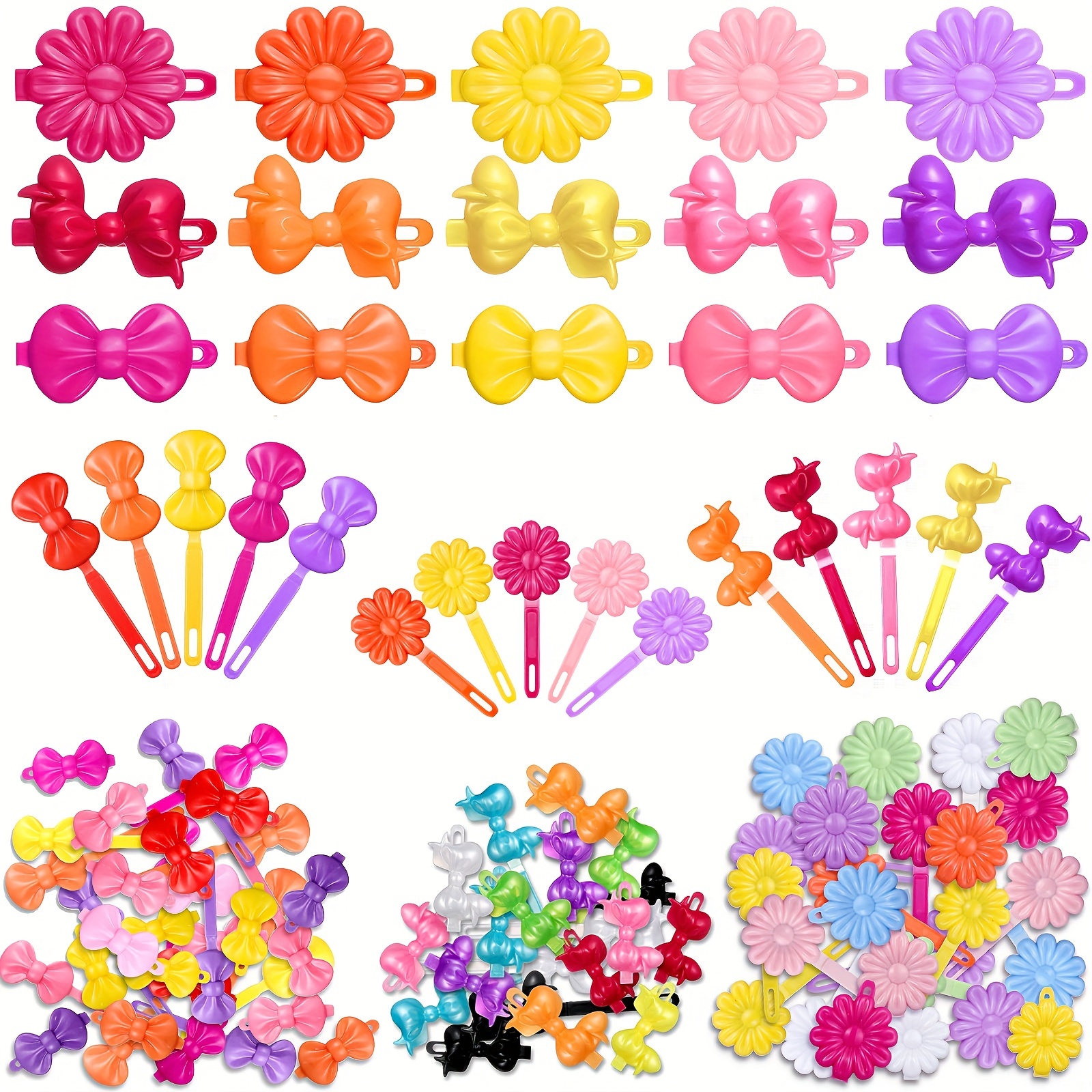 

54-piece Hair Clip Set For Girls - Plastic Self-hinge Barrettes, 80s/90s Cartoon-style Colorful Cute Hairpins, Mother's Day/halloween/christmas/birthday Gifts & Easter Egg Fillers (random Colors)