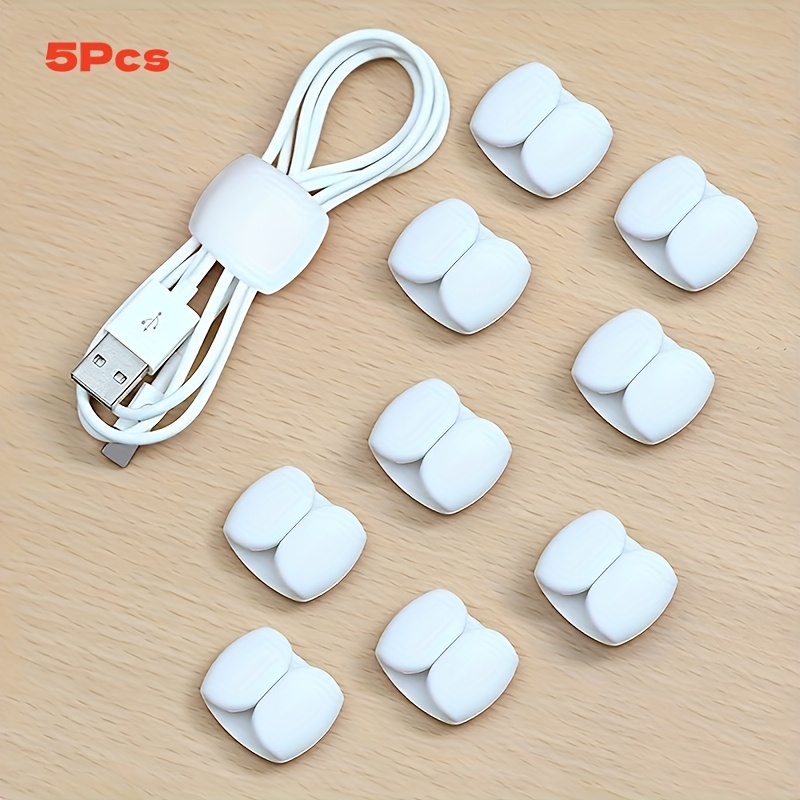 TEMU (random Colors) 5pcs Cable Organizer Clips - And Black Durable Plastic Anti-tangling Cable , Compatible - C/lightning/-a Headphones, , Tablets,