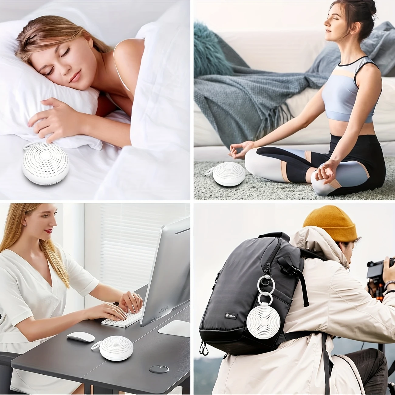 sa18 white noise recording sound machine with 24 soothing options night light control portable hook for travel relaxation and usb rechargeable wireless enabled tpu material sound machine for sleep details 9
