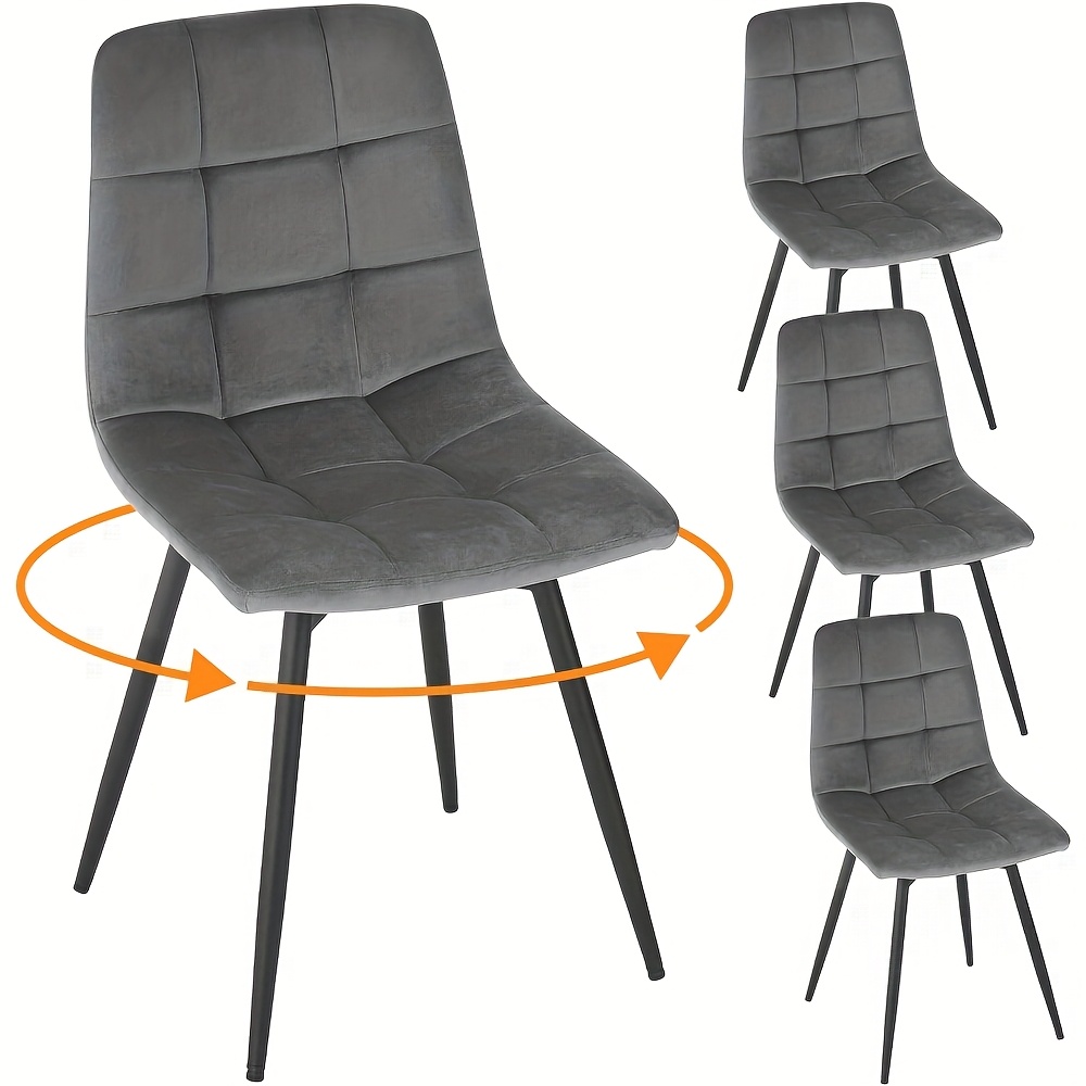 Image of 4pcs Dining Chair, Swivel Chair, Dining Room Chair, Kitchen Chair, Upholstered Chair, Living Room Chair, Designer Chair With Velvet Seat Cover For Kitchen, Living Room, Living Room, Balcony