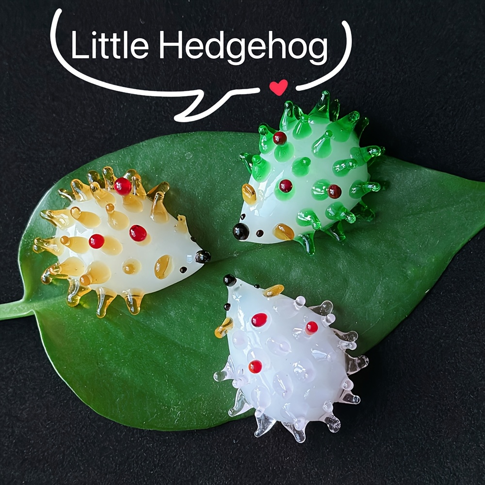 

Handcrafted Glass Hedgehog Figurine - Cute Desk Decor, Accent, Unique Gift For Holidays & Parties