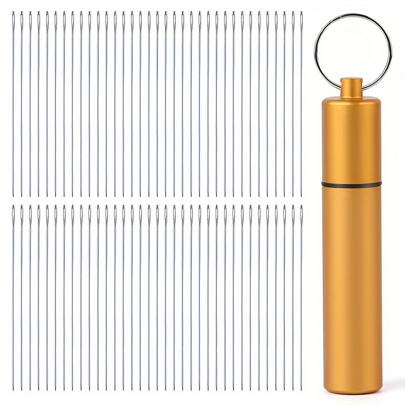 Image of Beading Needles Straight Beading Needles For Jewelry Making, 0.45mm Diameter, 48mm/1.89" Length Fine Thread Seed Beads Needles With Storage Tube For Bead & Sequin Embroidery Crafting