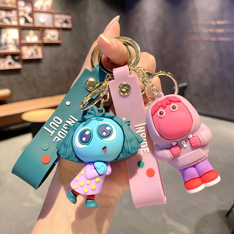 1pc Inside Out Inspired Cartoon Character PVC Keychain - Anime Themed Durable Keyring with Emotional Figures - Couple Keychain for Car, Home Decor, Novelty Collectible, New Year Festival Gift