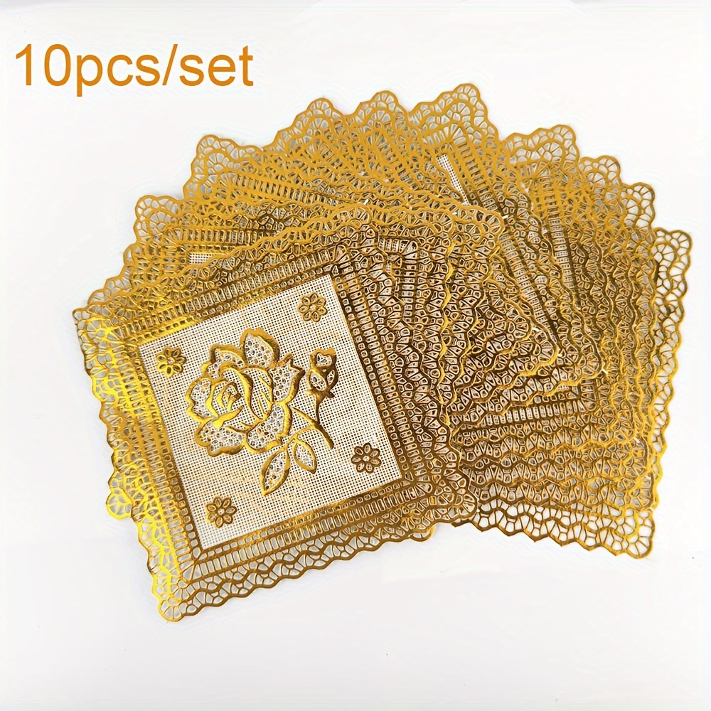 Rose Coasters For Drinks, Set Of 10 Pvc Table Coasters With , Soft Non-slip Cup Mats For Coffee Table, Tea Party, Wedding Bridal Shower Decoration, Kitchen & Dining Room