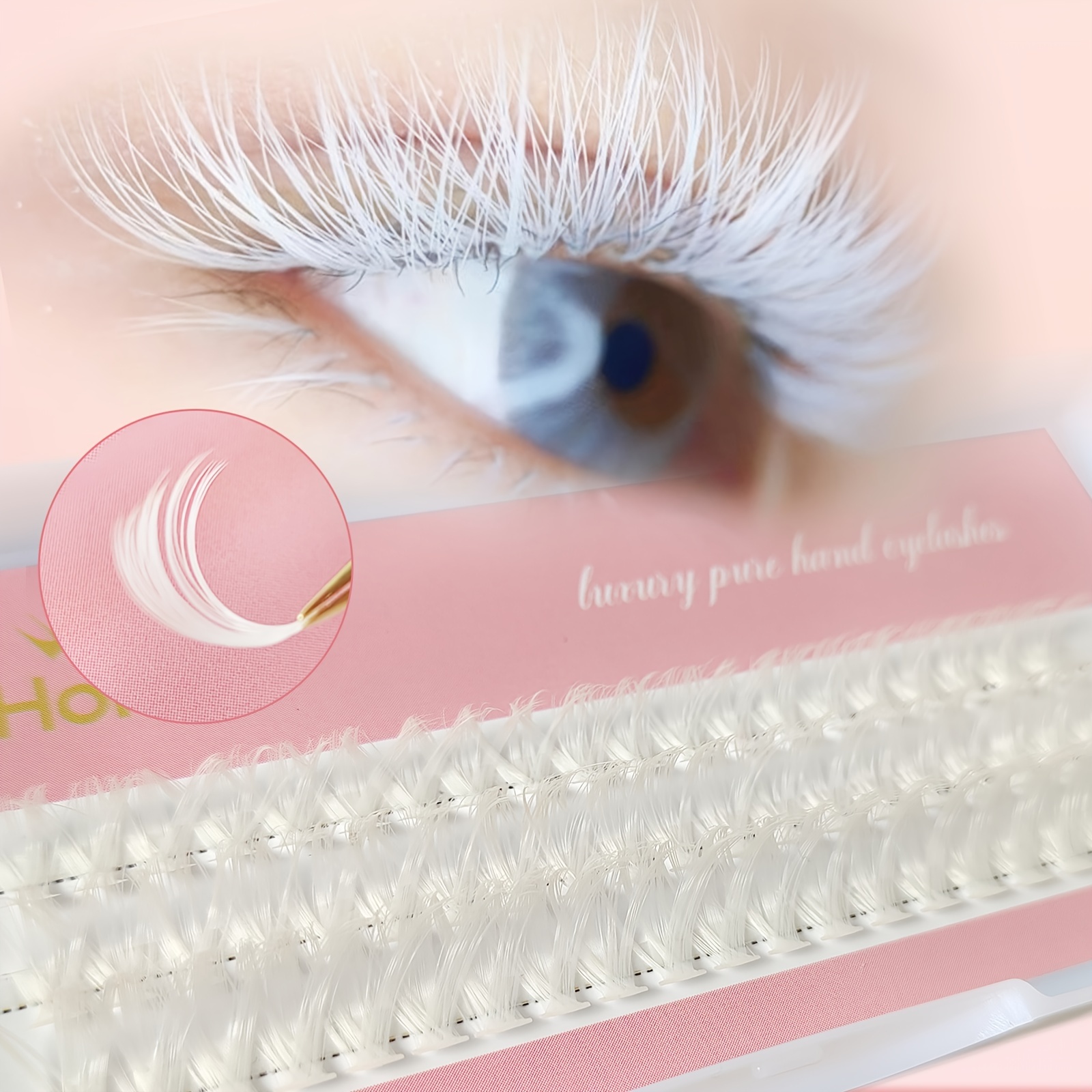 

Diy 40d White Cluster Eyelashes - Easy-to-apply, Reusable For Beginners, Weddings & Parties