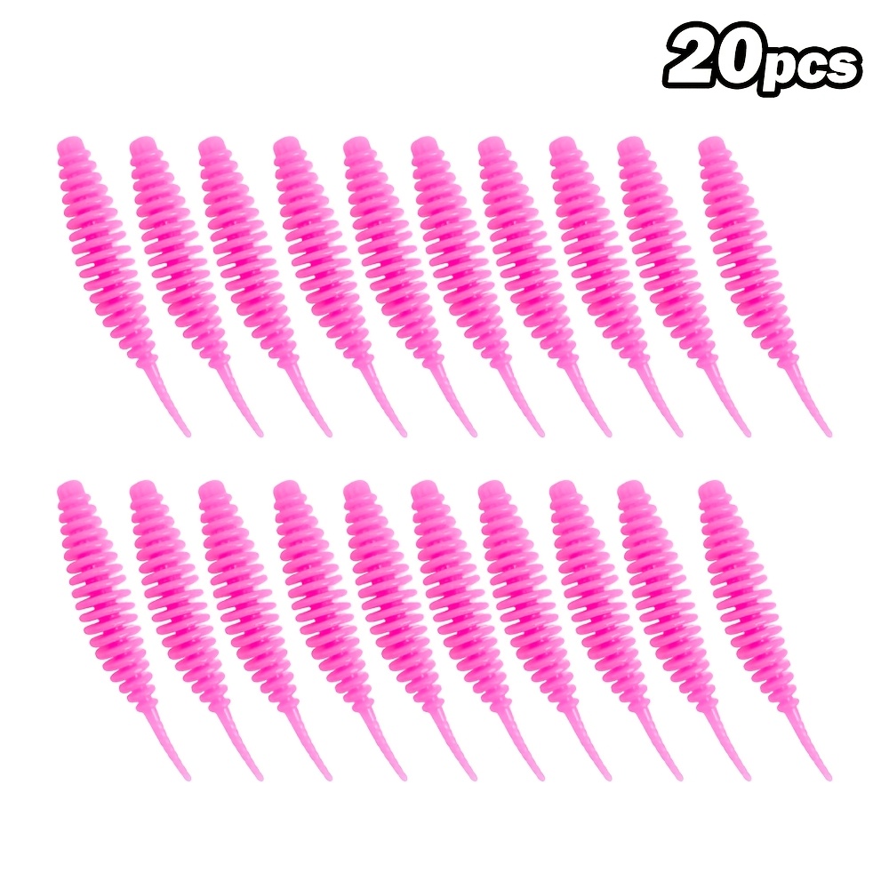 TEMU Goture 20 stuks Worm Aas Zacht Aas 3.6Cm/1.4In 4.8Cm/1.9In Vis Lokmiddelen Pesca Karper Vissen Baars Lokaas Kunstmatig PVC
