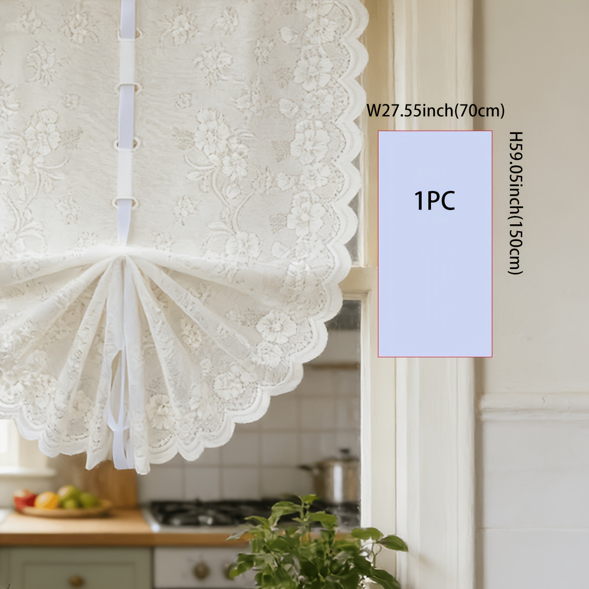 TEMU 1pc Rod Pocket Small Window Curtain, Covering And Beautifying Decorative Curtain, Suitable For Bedroom, Balcony, Living Room, Study, And Kitchen