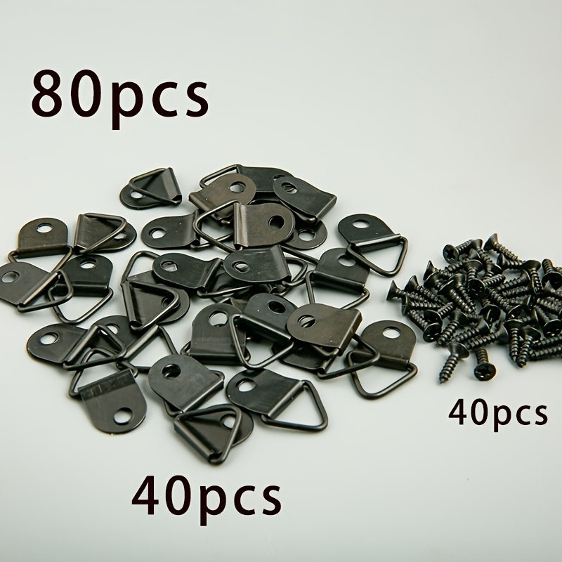 TEMU 40/80 piezas de ganchos pequeños /plateados/negros, herrajes multifuncionales para colgar cuadros, adecuados para marcos de fotos, relojes, y