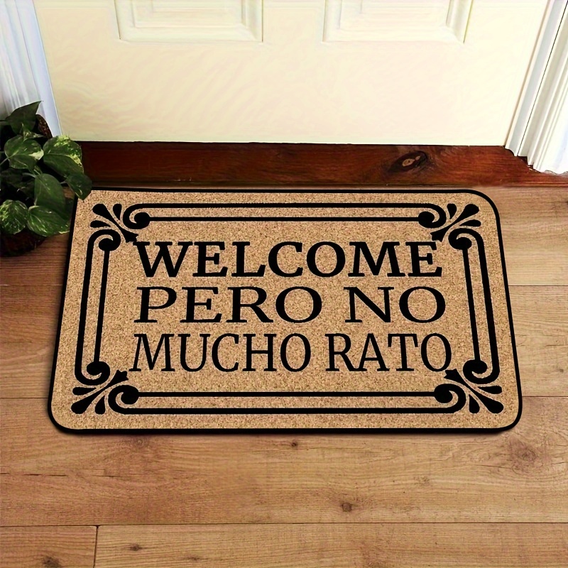 

Welcome Polyester Fiber Doormat – Stylish Floral Pattern, , Stain And Water-resistant Entrance Mat For Indoor And Porch Use, Decorative Home Accessory