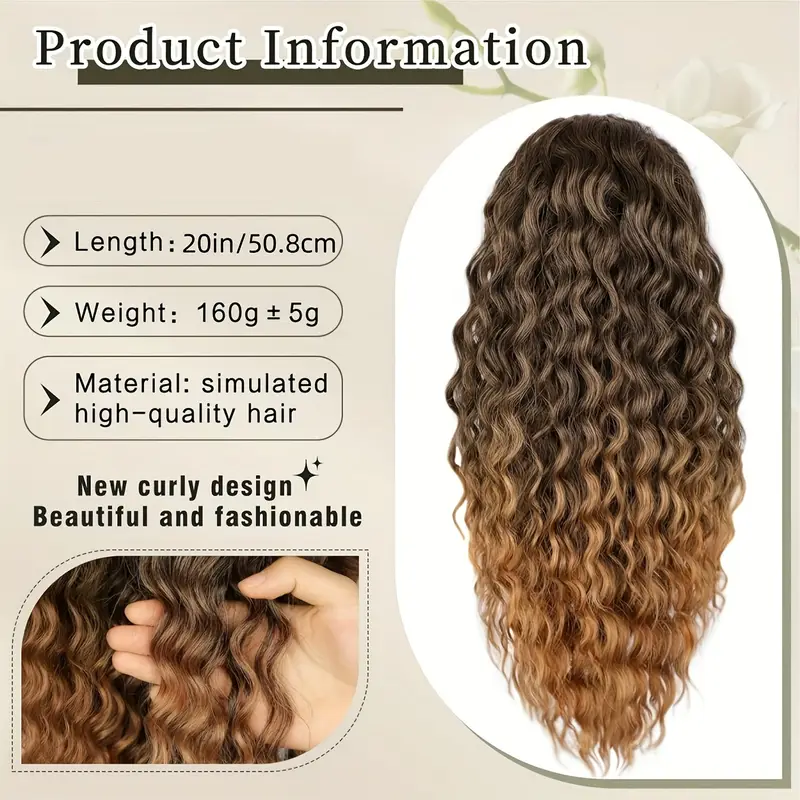 curly ponytail extension drawstring ponytail for women black mixed ginger curly clip in hair extensions 26 inch ponytail extension synthetic hairpiece for daily party details 3