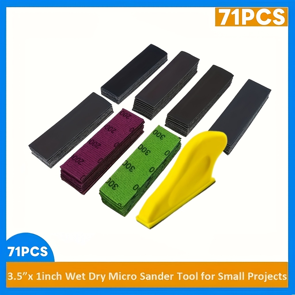 TEMU Kit de polissage de 71 pièces avec papier abrasif, grains de 60 à 3000, avec plaquettes de support pour un remplacement facile, convient pour le