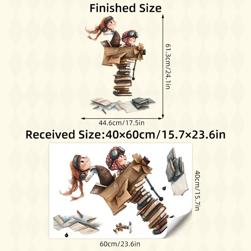 1pc Book Flight Dream Wall Sticker, Removable Pvc Decorative Decal For Home And Bedroom Background Decoration
