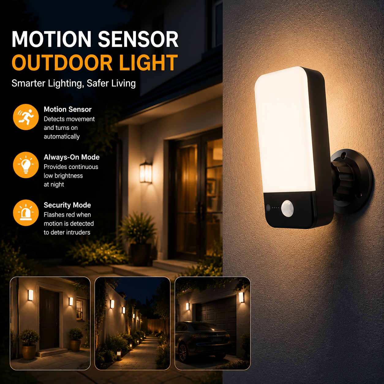 Image of Outdoor Light With Motion Sensor, Wall Light Outdoor With Remote Control, Colour Temperatures And 3 , Outdoor Lamp For Balcony, Garage, Patio, Garden