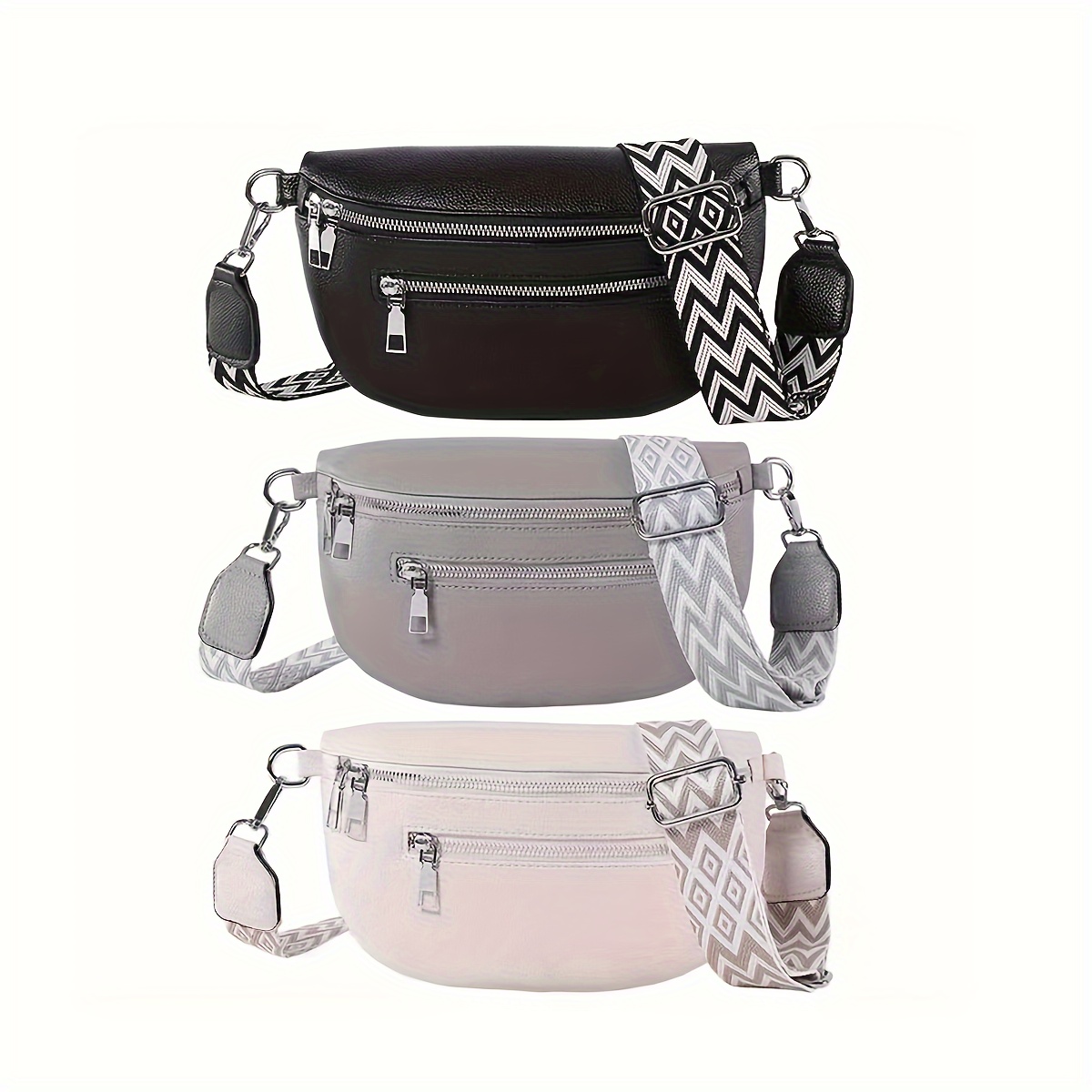 

Fashionable Pu Leather Waist Bag For Women - Casual Bag With Zipper Closure, Adjustable Shoulder Strap, Polyester , , Uncharged, 1.1m Strap Length - Stylish Crossbody Bag For And Travel