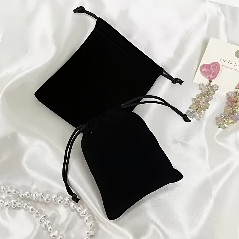 Custom Black Velvet Gift Bag with Drawstring