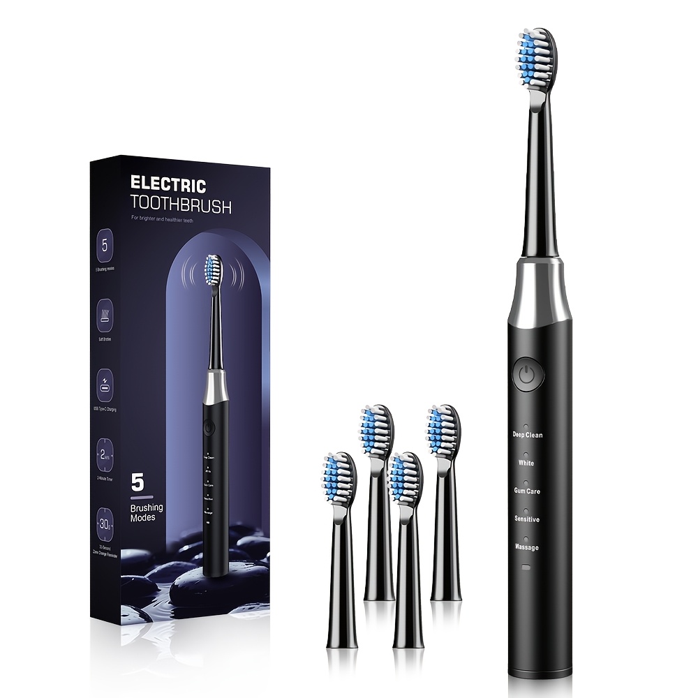 Smart Electric Toothbrush with 5 Modes, USB Rechargeable