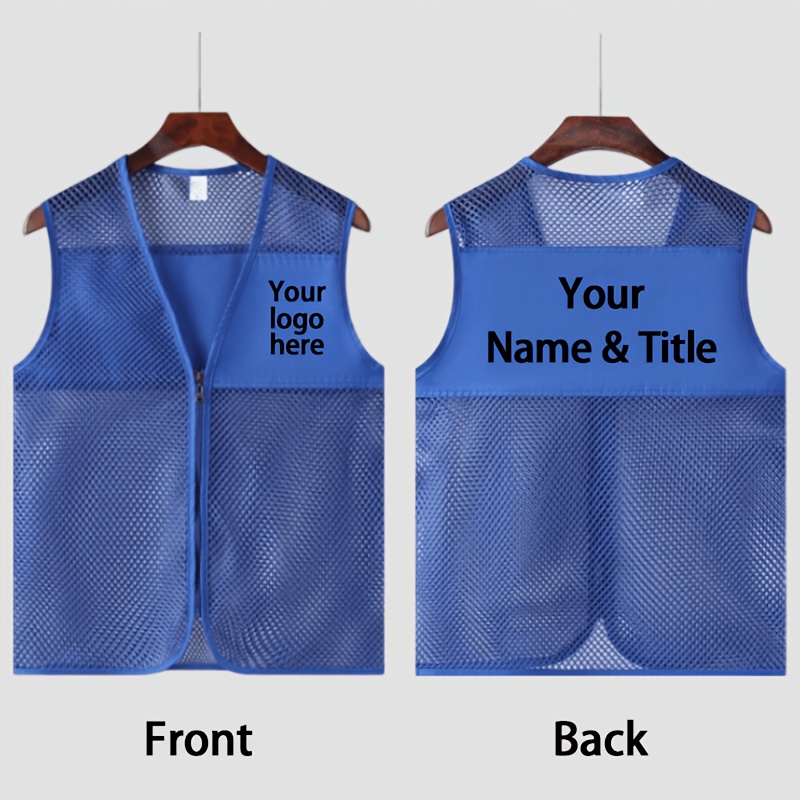 TEMU 1 gilet en personnalisable, léger et respirant, l'impression DIY , nom, position, vêtement de travail d'entreprise, confortable et durable,