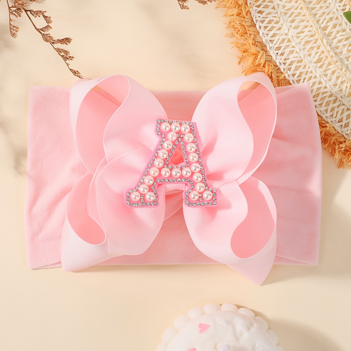 Image of 1pc A-z Letters Elegant Plain Large Bow Ribbon Headband For Girl Bow Hairbands Hair Bows Fashion Hair Accessories