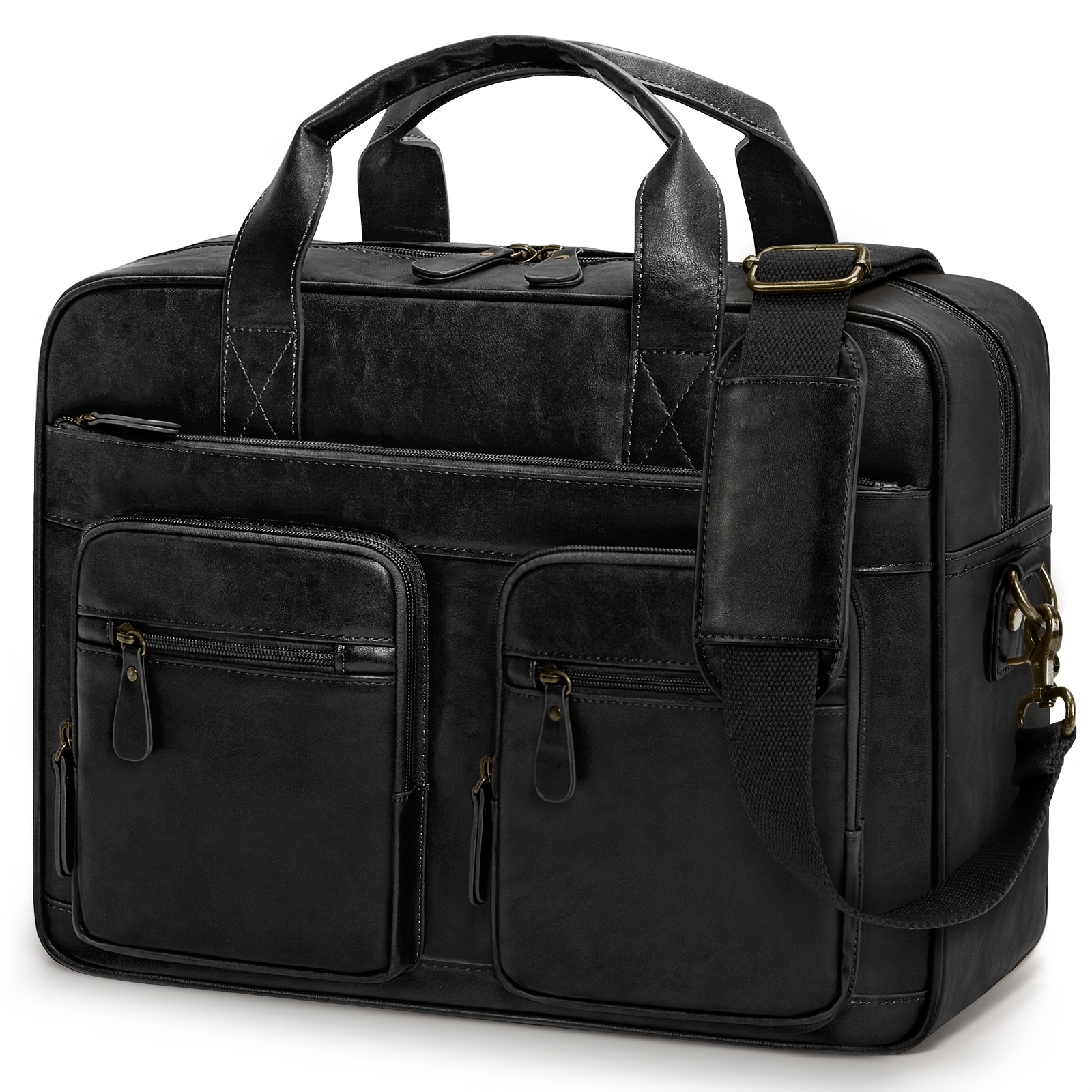 Image of Rainsmore Messenger Bag Briefcase Men's Shoulder Bag Laptop Bag 15.6 Inch Pu Leather Business Work Bag For Brown, Retro