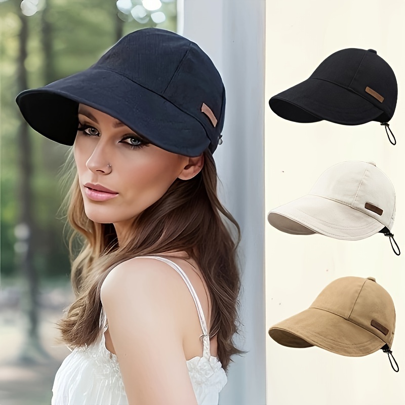 

Uv Protection Hat For Women, Windproof Sun Visor Hat, Wide Brim Solid Color Breathable Sun Hat