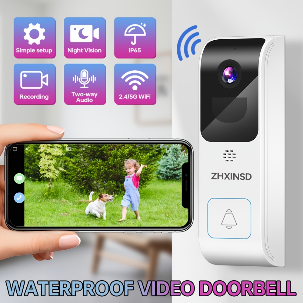 Wireless Doorbell Camera with 1440P Resolution & Two-Way Audio