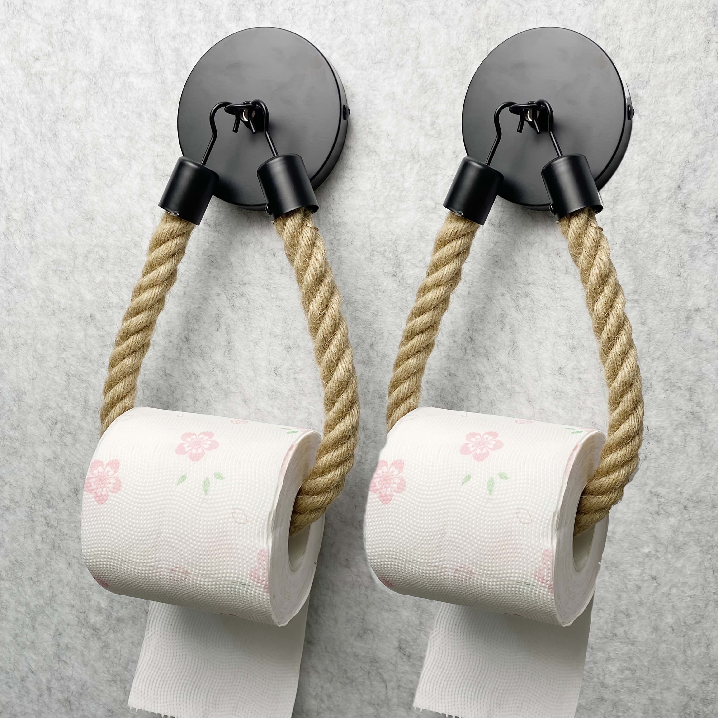 TEMU 1/2 pièces Porte-serviettes en corde de pour salle de bain ou bureau, étagère et crochet pour papier toilette