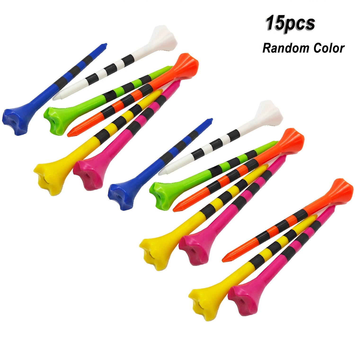 TEMU 15/30pcs Durable Golf Tees - Made Of Durable Plastic, Enhances Visibility For All Skill Levels, Shaft Thickness For Improved Strength And