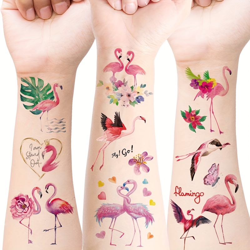 

15 Sheets Pink Flamingo Temporary Tattoos, Great Fake Tattoo Stickers Waterproof Flamingo Favors Decorations Birthday Gift Bag Fillers, Face Tattoo Stickers, Ideal For Birthday Gift, Lasting 2-5 Days