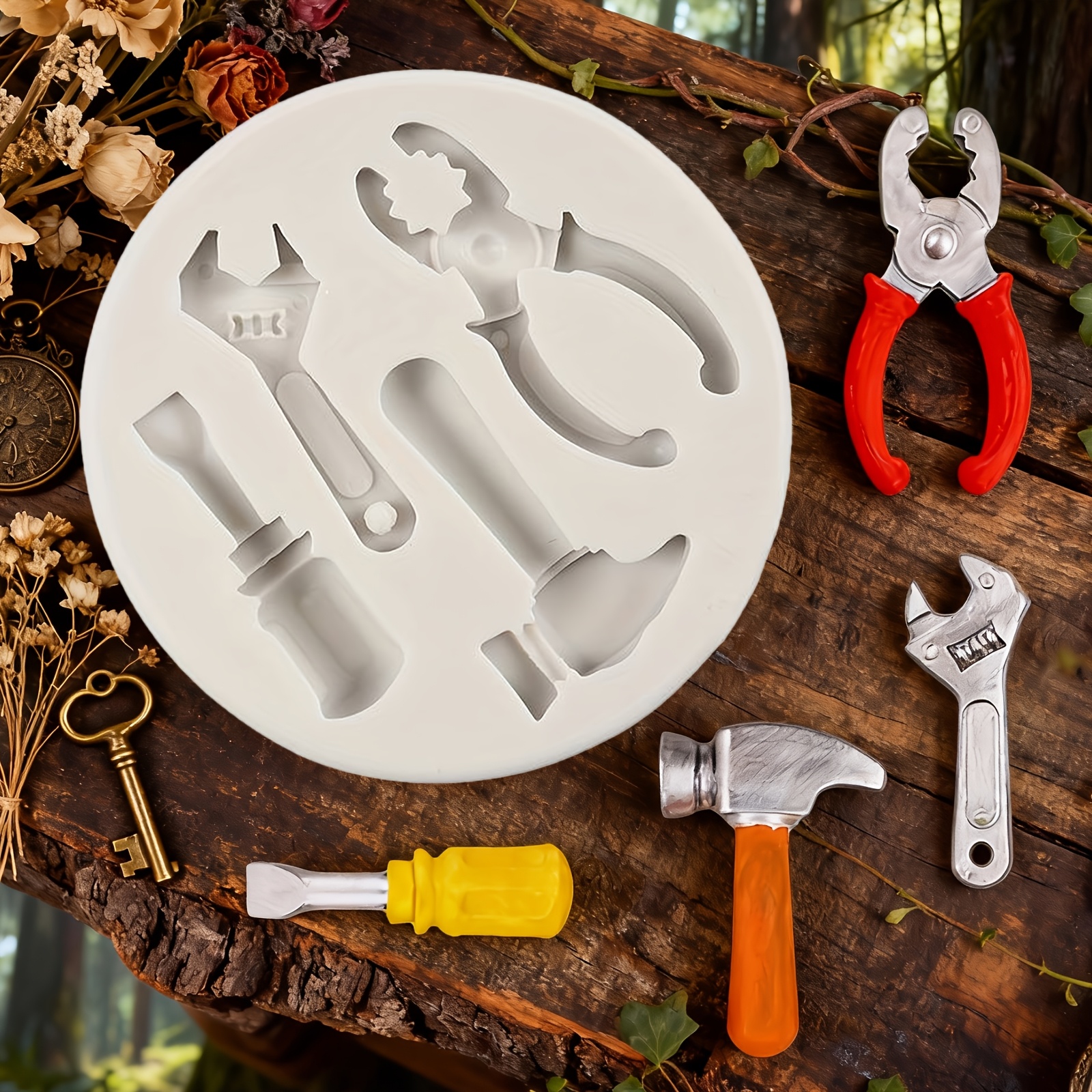 Image of 1pc Hammer Tool Decorating Fondant Mold, Exquisite Pliers Chocolate Silicone Mold, Suitable For Cupcake Toppers, Dough And , Multi-functional And Reusable, For Soap, Bath , And Clay Shaping