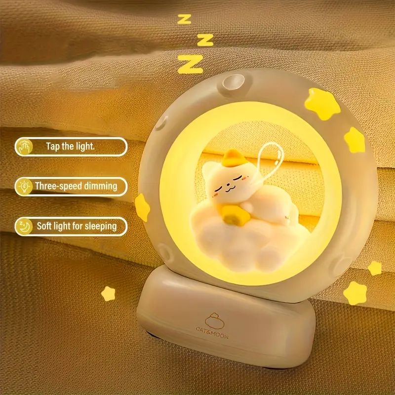 1pc sleeping lamp usb rechargeable companion sleeping lamp dimming table lamp 3 levels of brightness adjustment soft decompression lamp decorative cute sleeping bedside lamp for bedroom living room holiday gift Product details 5