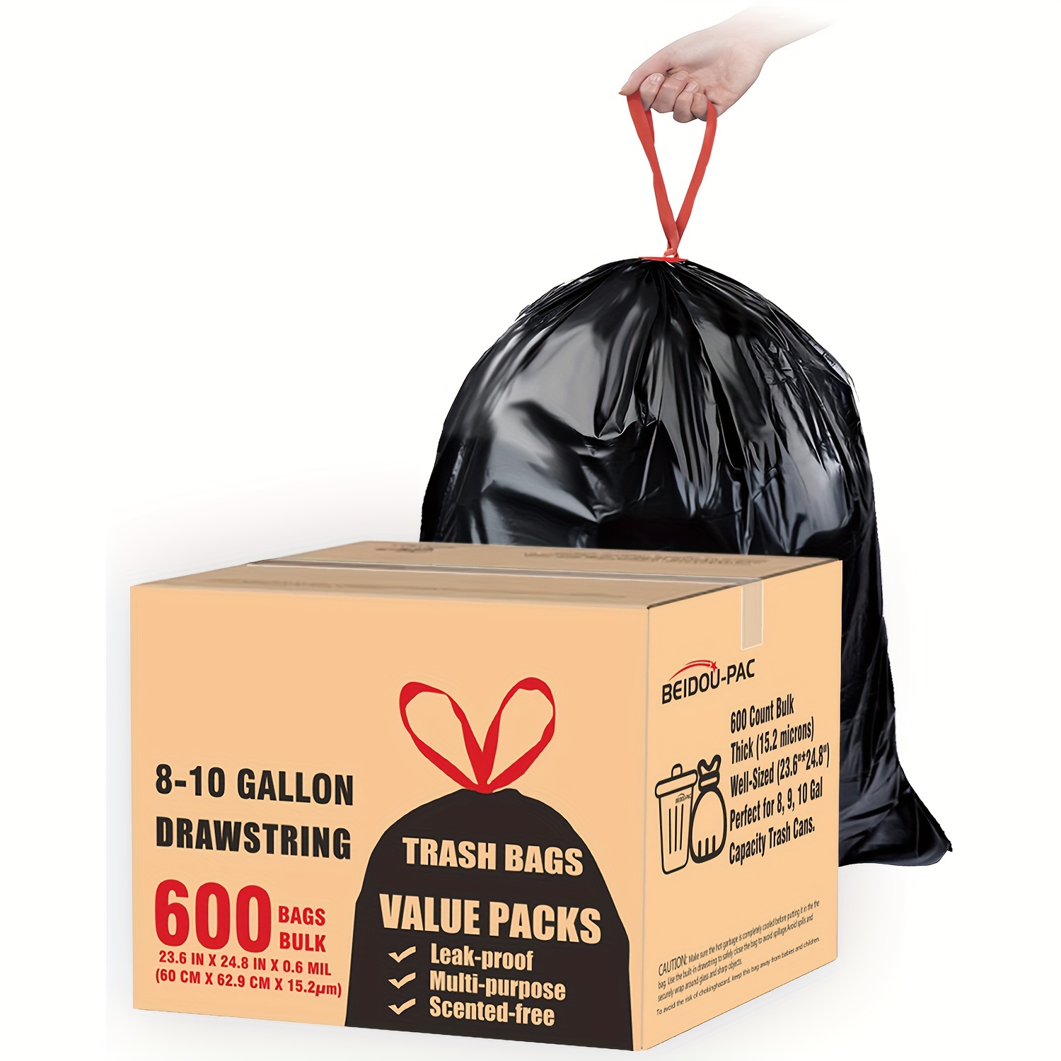 102 bags gallon strong drawstring trash bags mil,