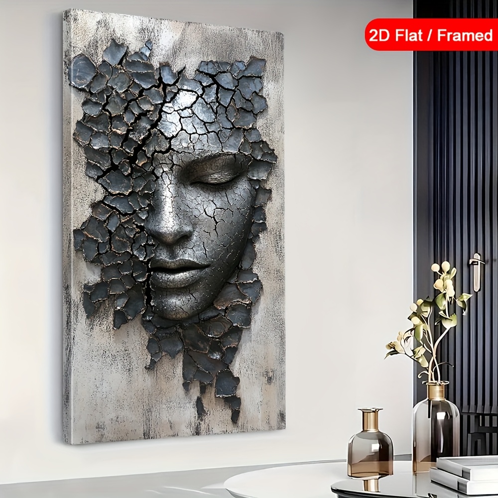 Abstrakte Wandkunst ‚Wasserfall‘ In Schwarz-Weiß | 50,8 X 101,6 Cm | Leinwand Mit Holzrahmen | Moderne Deko Für Wohnzimmer & Büro