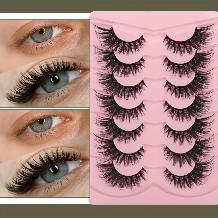 

7 Pairs Of False Eyelashes, Tail Extension Effect, Curly And Fluffy False Eyelashes, Suitable For Beginners