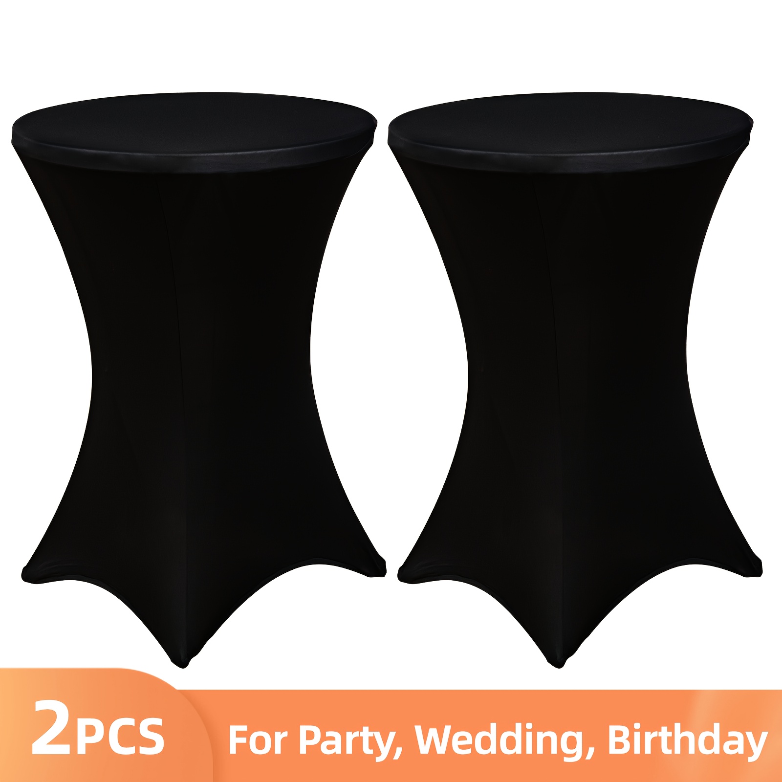 TEMU Tomnk Cocktail Table Covers, 2/4pcs Table Cover, Black Cocktail Table Cloth, Black Round Table Cover, For Party, And Many Gathering Occasions