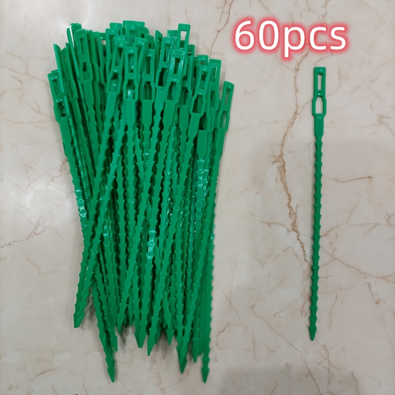 Image of 60pcs Plant Ties Adjustable Plant Ties Planting Supplies Gardening Tools Reusable Shrub Fasteners Garden Tree Climbing Support Grapevine Tomato Stem Clips Home Use Tying Straps