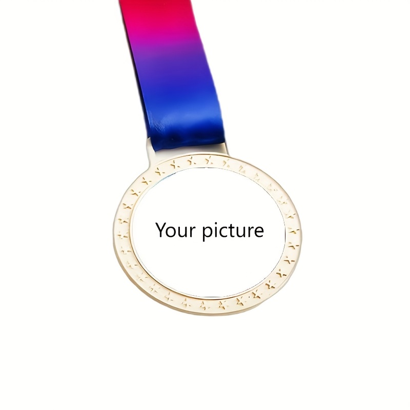 TEMU 1pc Of Personalized Metal Frame Medal, Customizable Medal Prize Sports Trophy, Golden Silvery Bronze Medals, Diy Color Printing Self- Pattern,