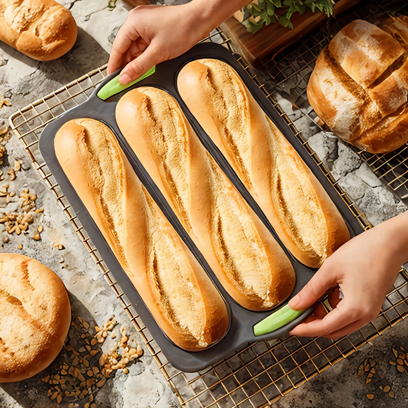 tier black silicone french bread burger pan non stick oven