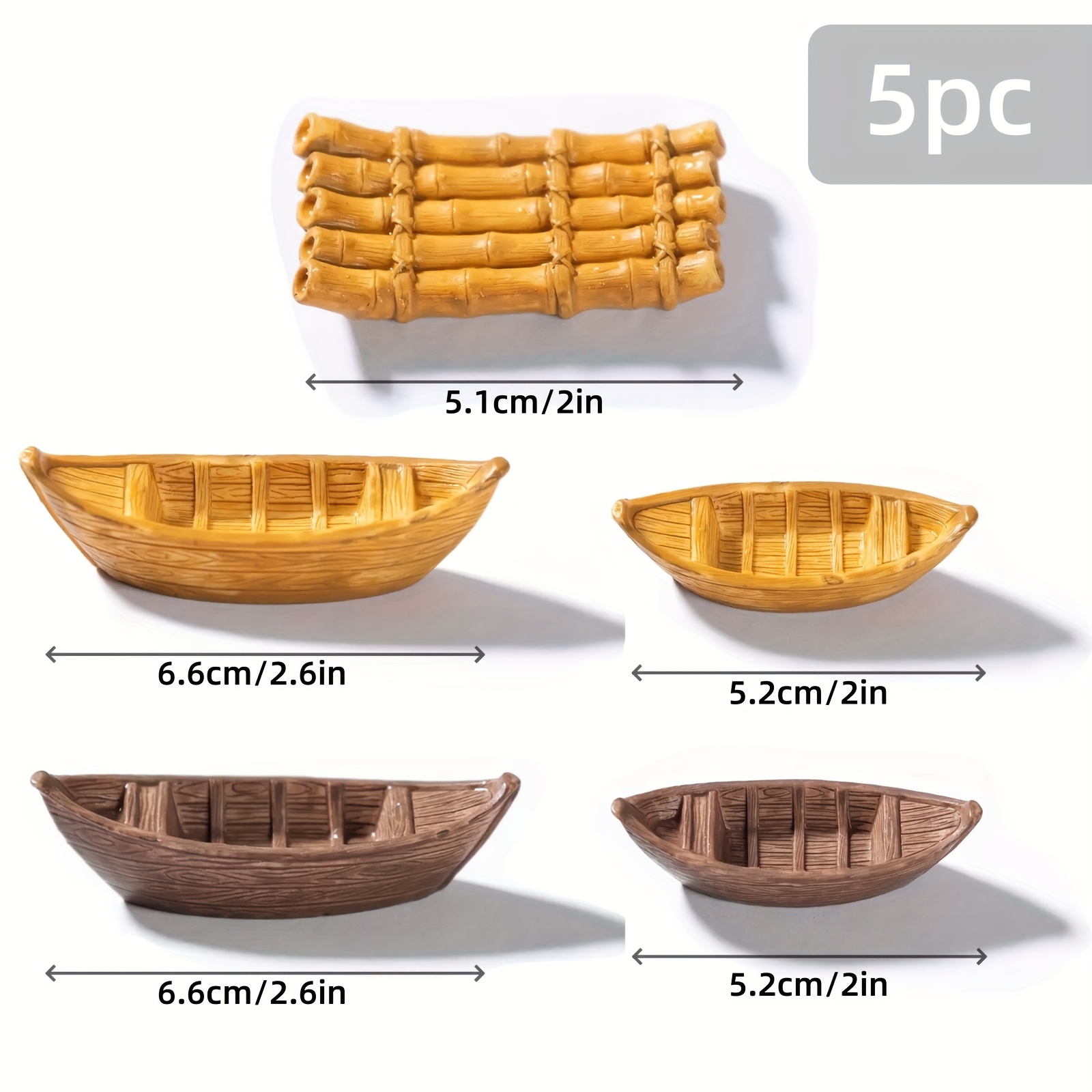 Image of 5pcs Set Home Decor Aquarium Ornament, Simulated Floating Small Boat, Suitable For Aquarium Accents Or Garden Miniature Sculpture Scene Arrangement