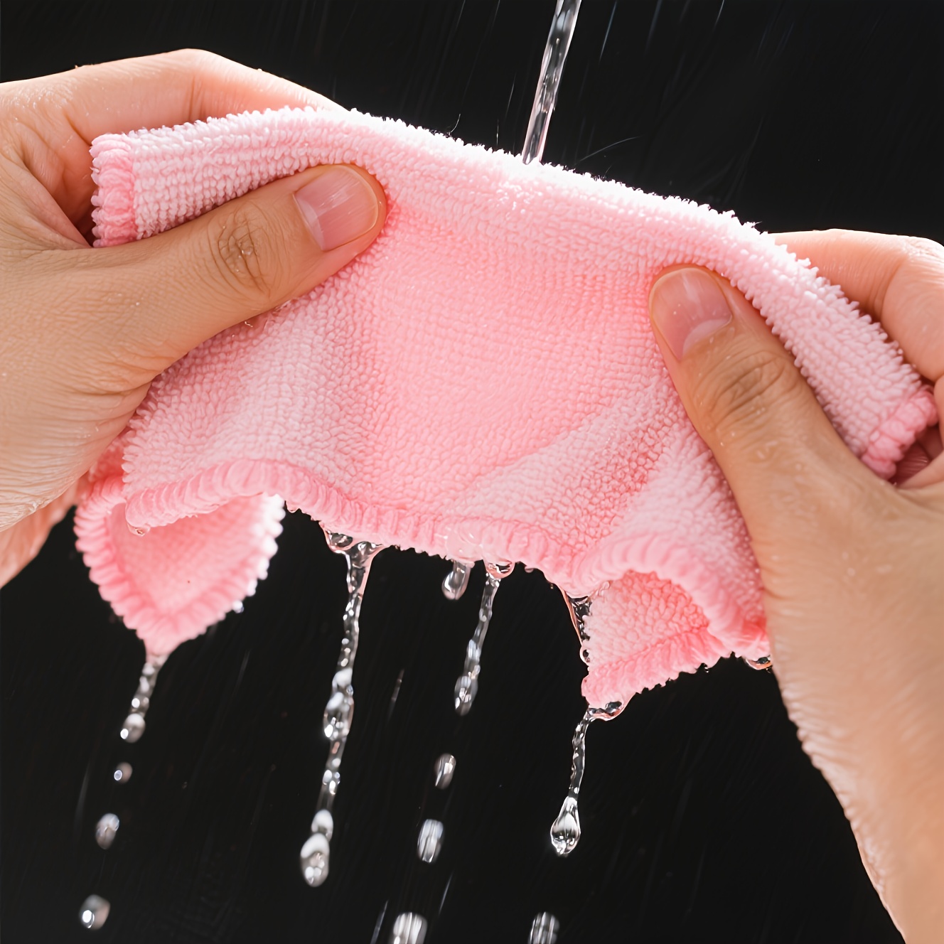 3pcs Pink Microfiber Cleaning Cloths, Lint-Free & Highly Absorbent