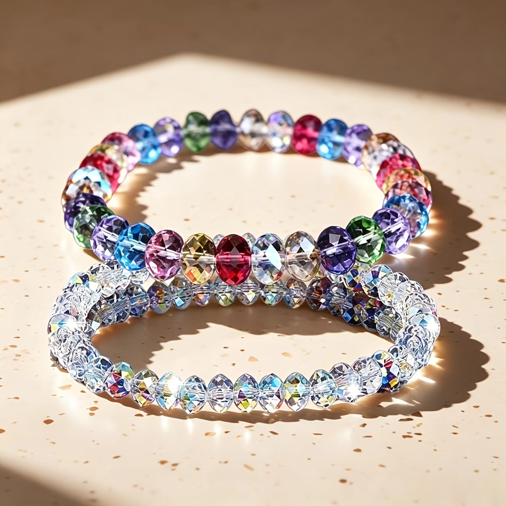 2pcs Sparkling Crystal Bracelets Set, Luxurious Gift