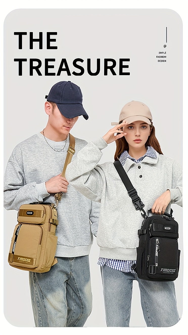 unisex chest backpack large capacity convertible crossbody handheld waist pack with multiple compartments padded shoulder straps waist clip for outdoor hiking gym travel durable casual outdoor bag 18 colors backpack for travel hiking essentials stylish outdoor gear secure zipper closure details 0