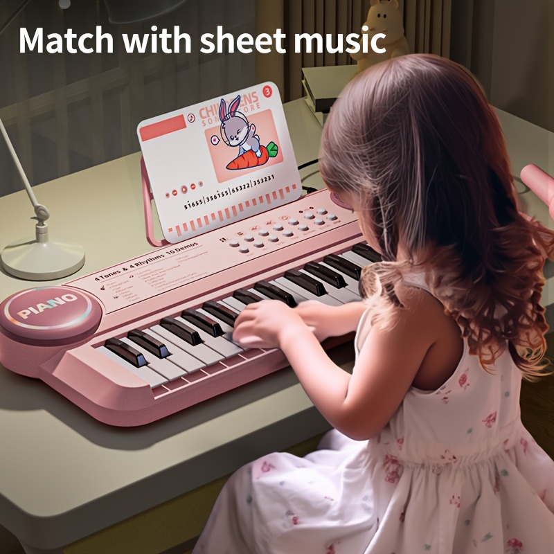  keyboard key multifunction early education musical instrument beginners piano for boys girls finger music playset ideal for christmas halloween birthday gift battery usb powered abs material rose red options details 3